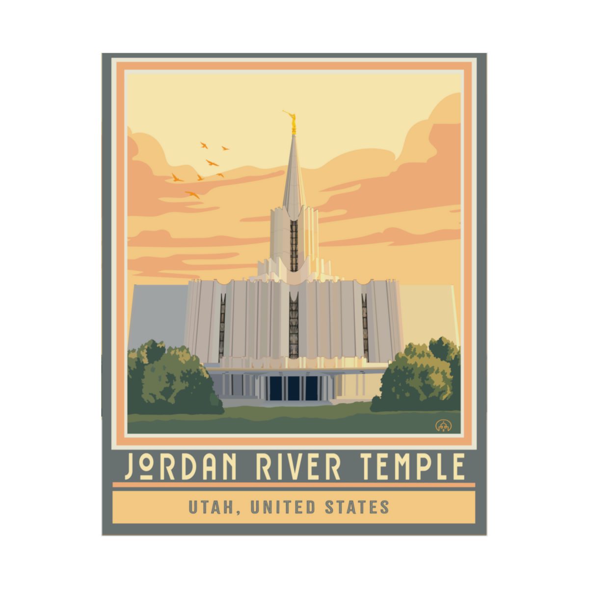 Jordan River Temple Travel Poster 12"x18" Matte finish
