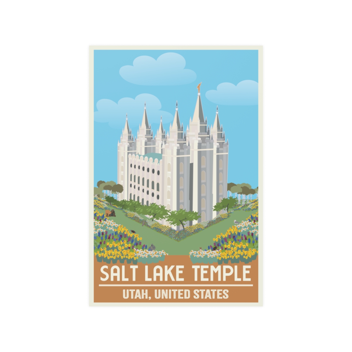 KIDS- SALT LAKE TEMPLE- Travel Poster- 12"x18", 24"x36"