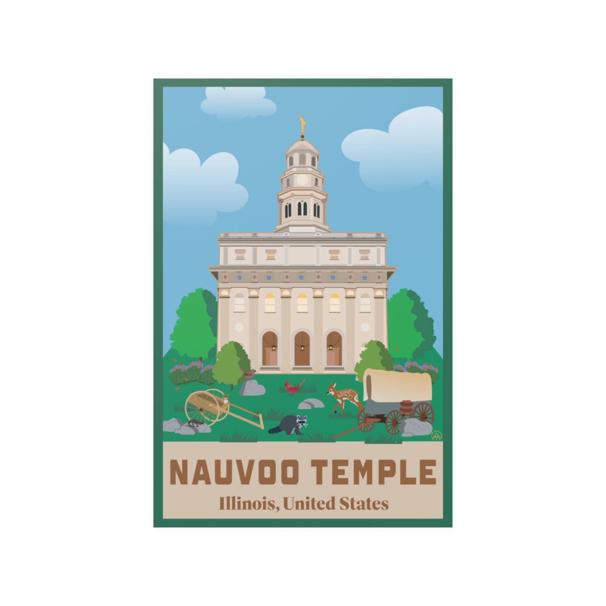 Kids Temple Travel Poster- NAUVOO TEMPLE- TWO SIZES: 12"x18", 24"x36"- Satin