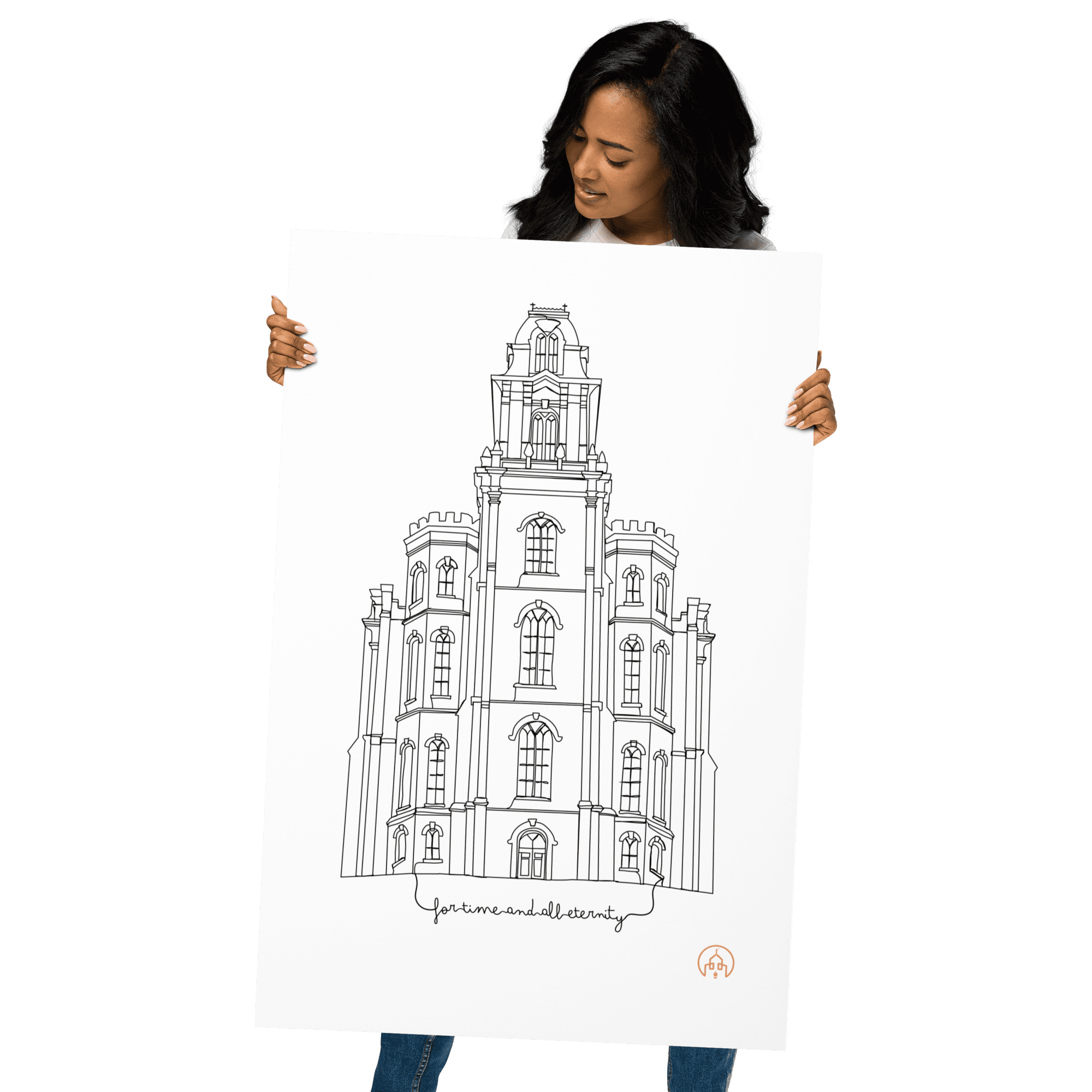 Eternal_Line Art- MANTI UTAH TEMPLE- TWO SIZES: 12"X18", 24"X36"