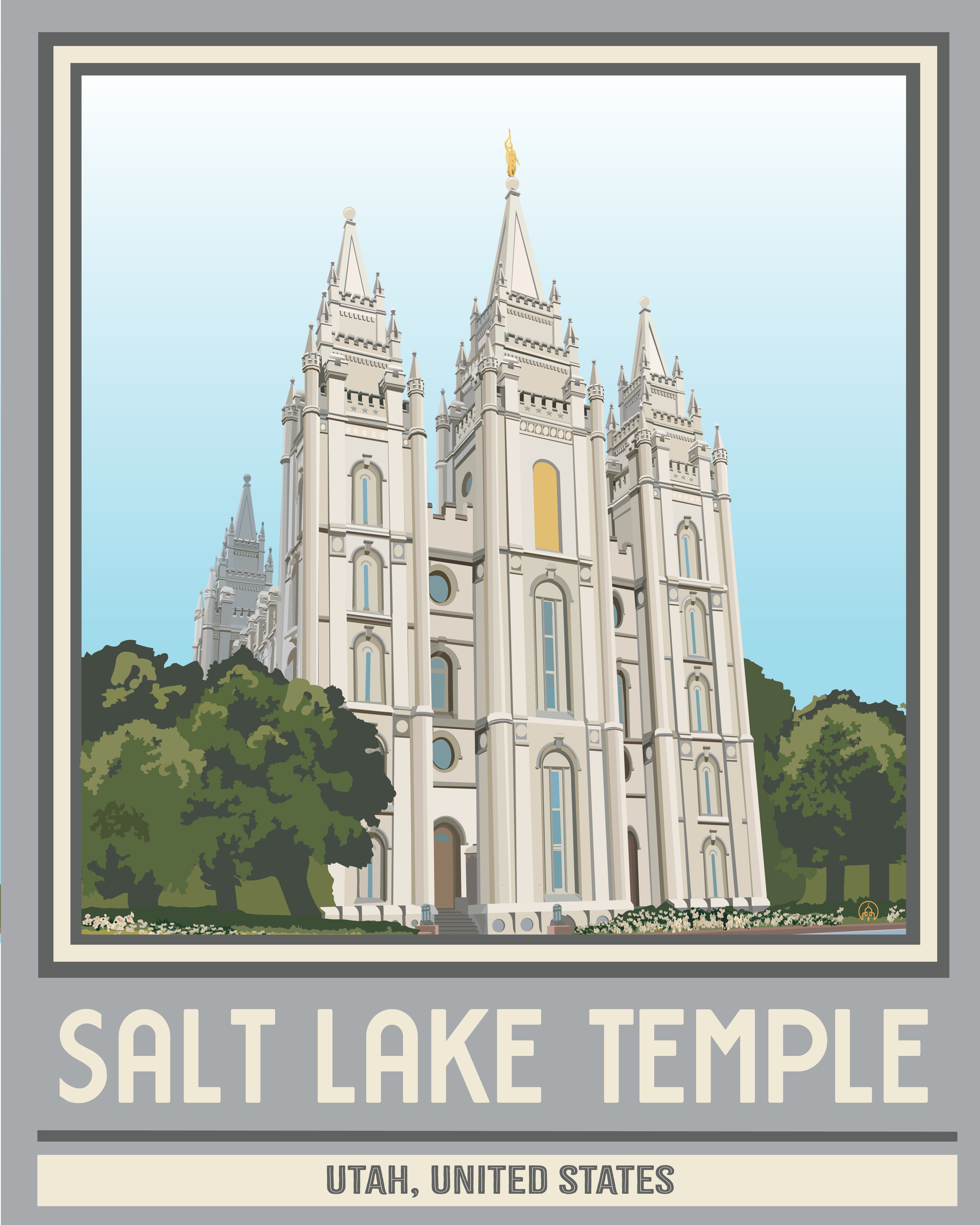 SALT LAKE CITY TEMPLE Travel Poster- 16"x20"