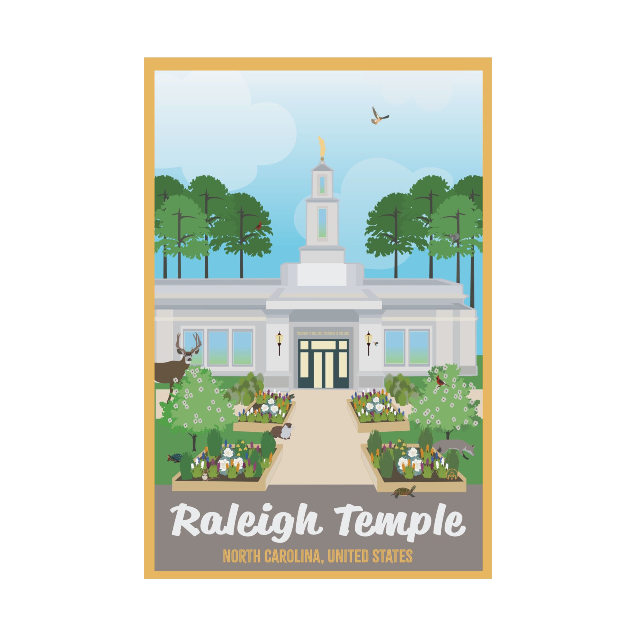 Children's Raleigh Temple Travel Poster- 24"x36", 12"X18"- Satin