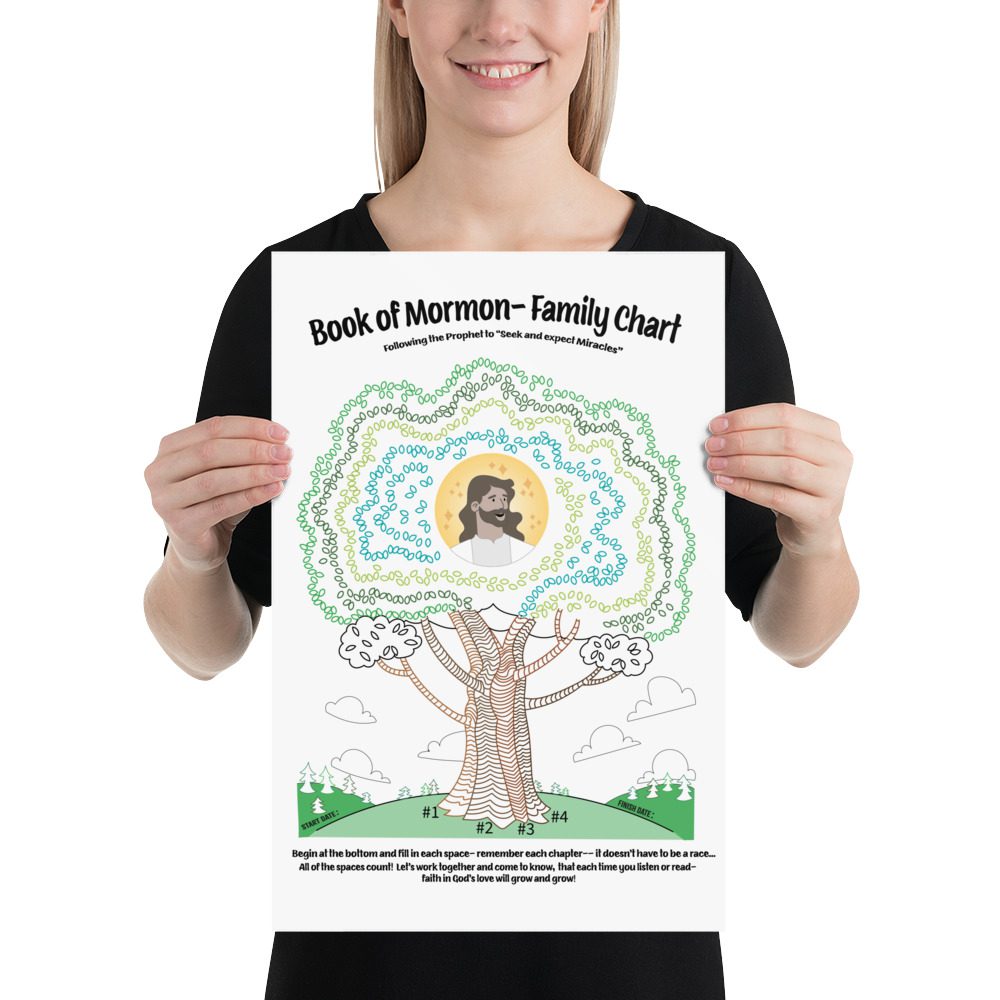 Family Book of Mormon Reading Chart- Matte Poster- 12"x18", 24"x36"