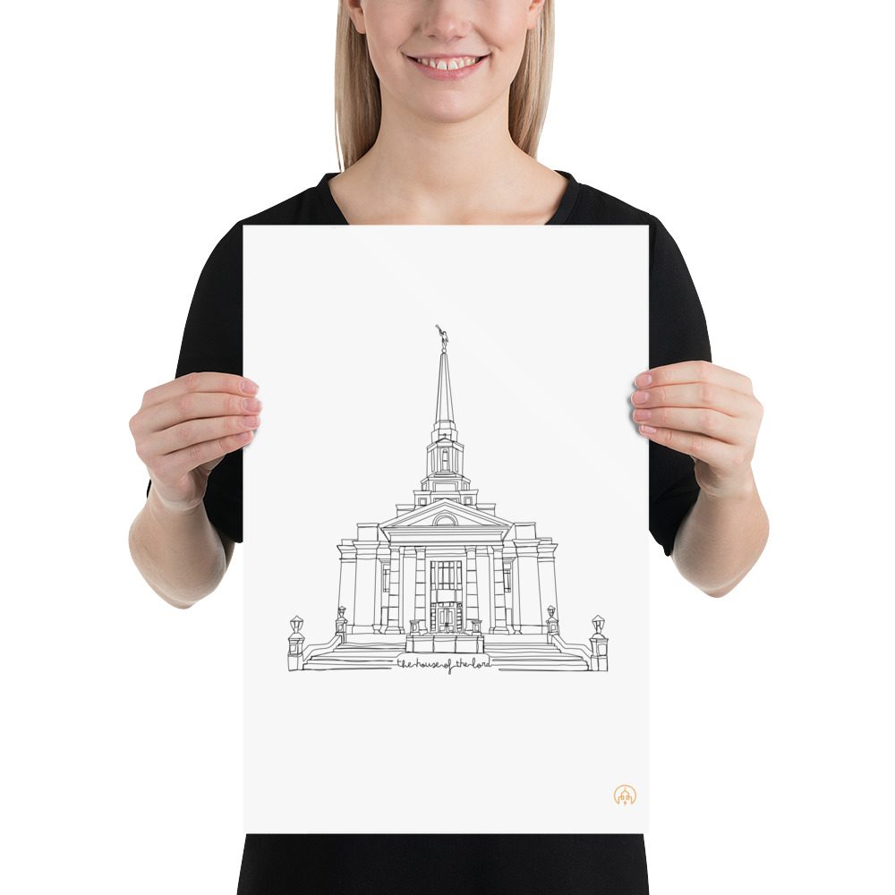 EternaL_Line Art Richmond Virginia Temple Matte Poster 12"x18", 24"x36"