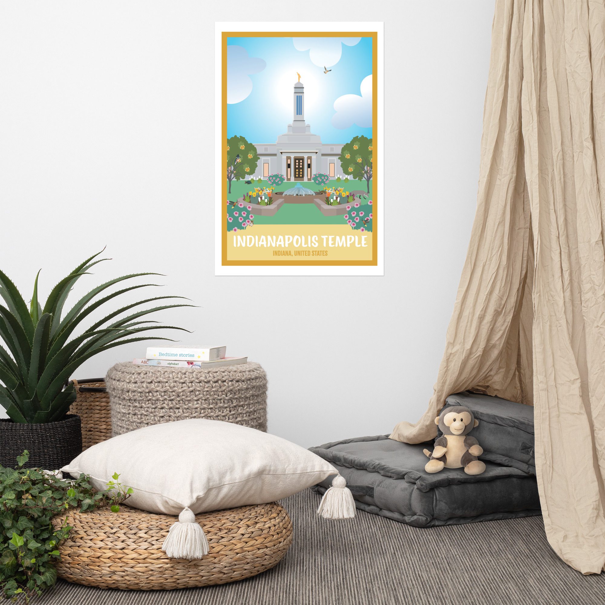 Kids Indianapolis Temple Travel Poster- 12"x18", 24"x36"