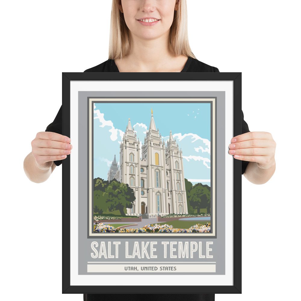 Temple Travel Poster- Salt Lake City- Framed poster- 8"x10, 16"x20"