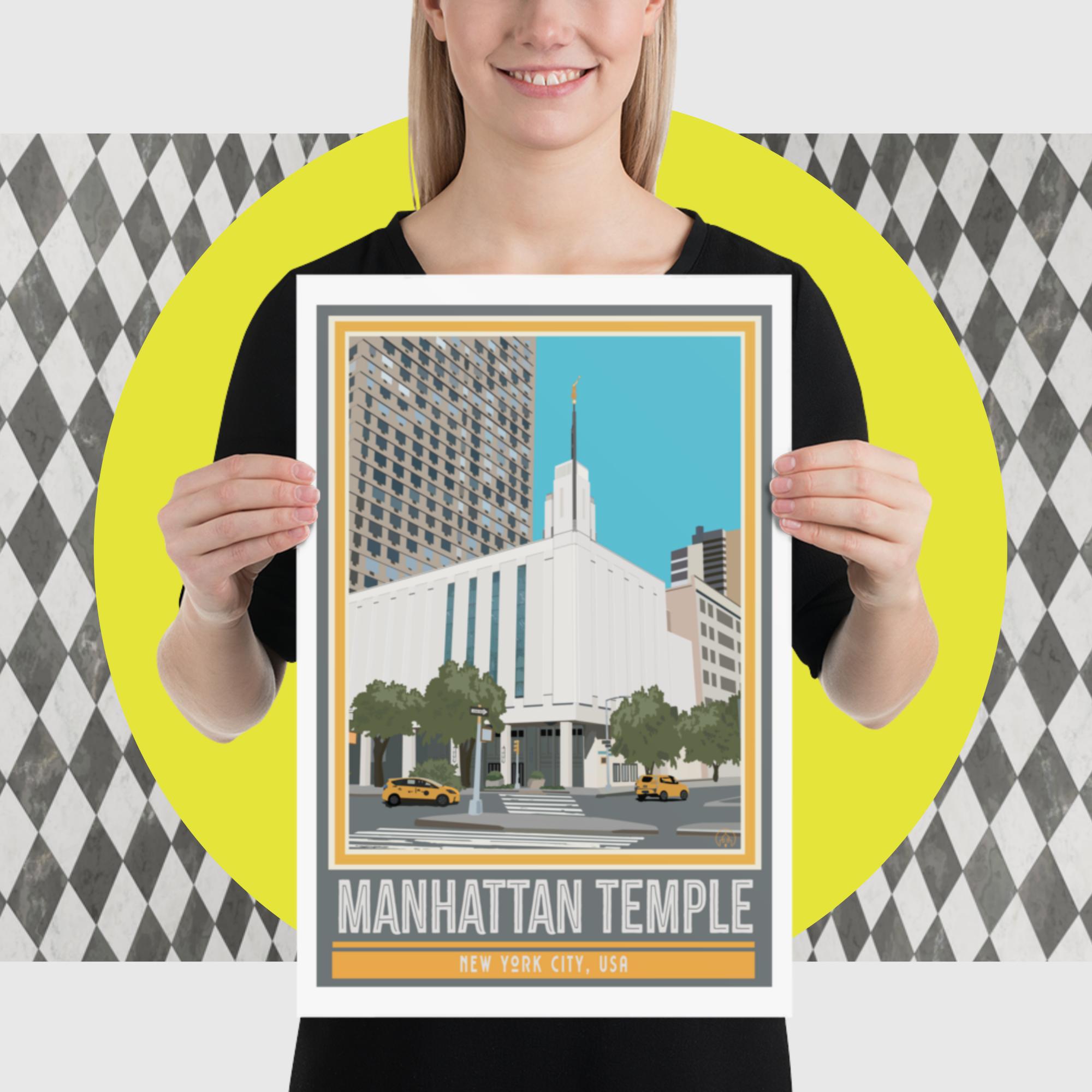 Temple Travel Poster- Manhattan NYC Temple- 12"x18", 24"x36"