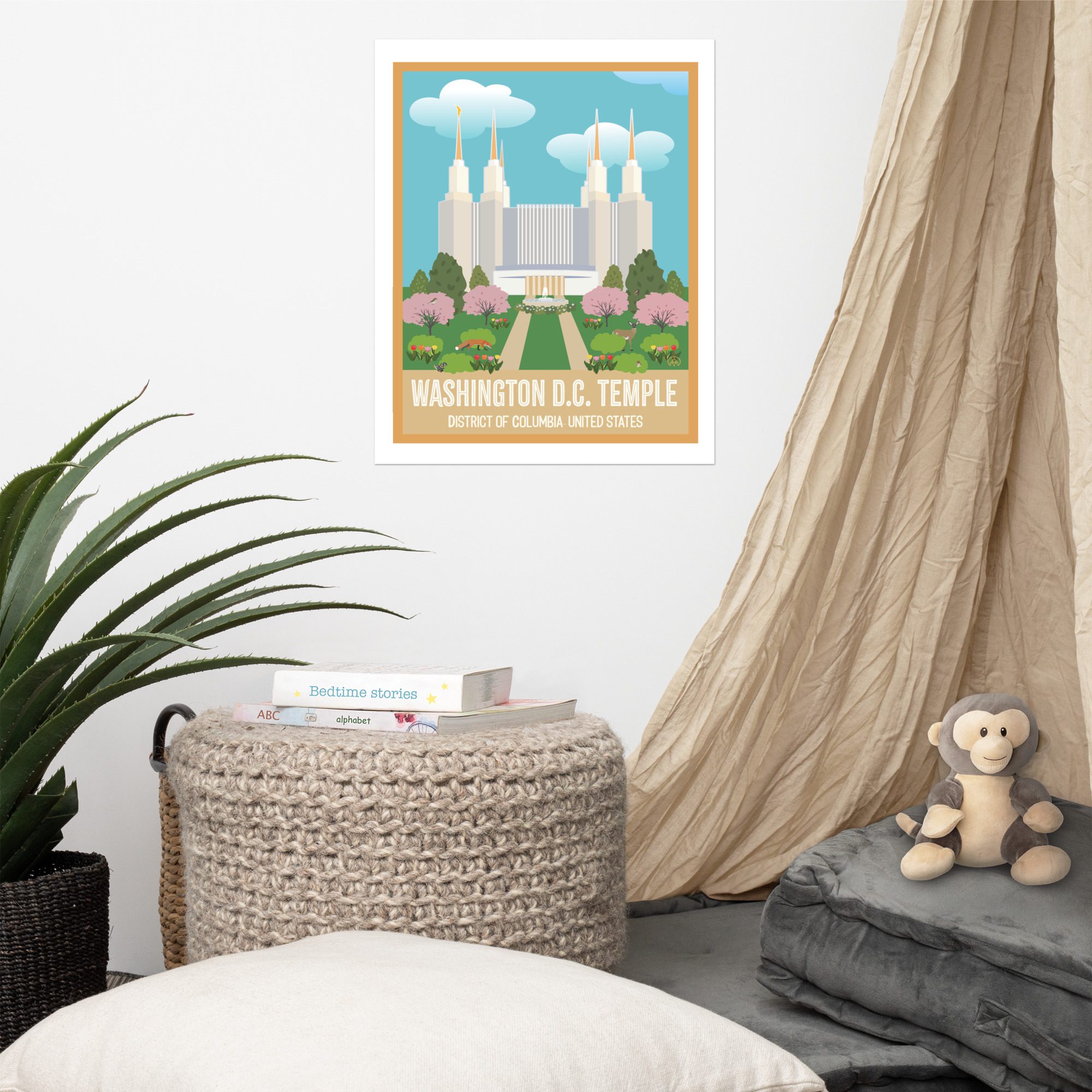 Children's Temple Travel Poster- Washington D.C.- 8"x10", 16"x20"