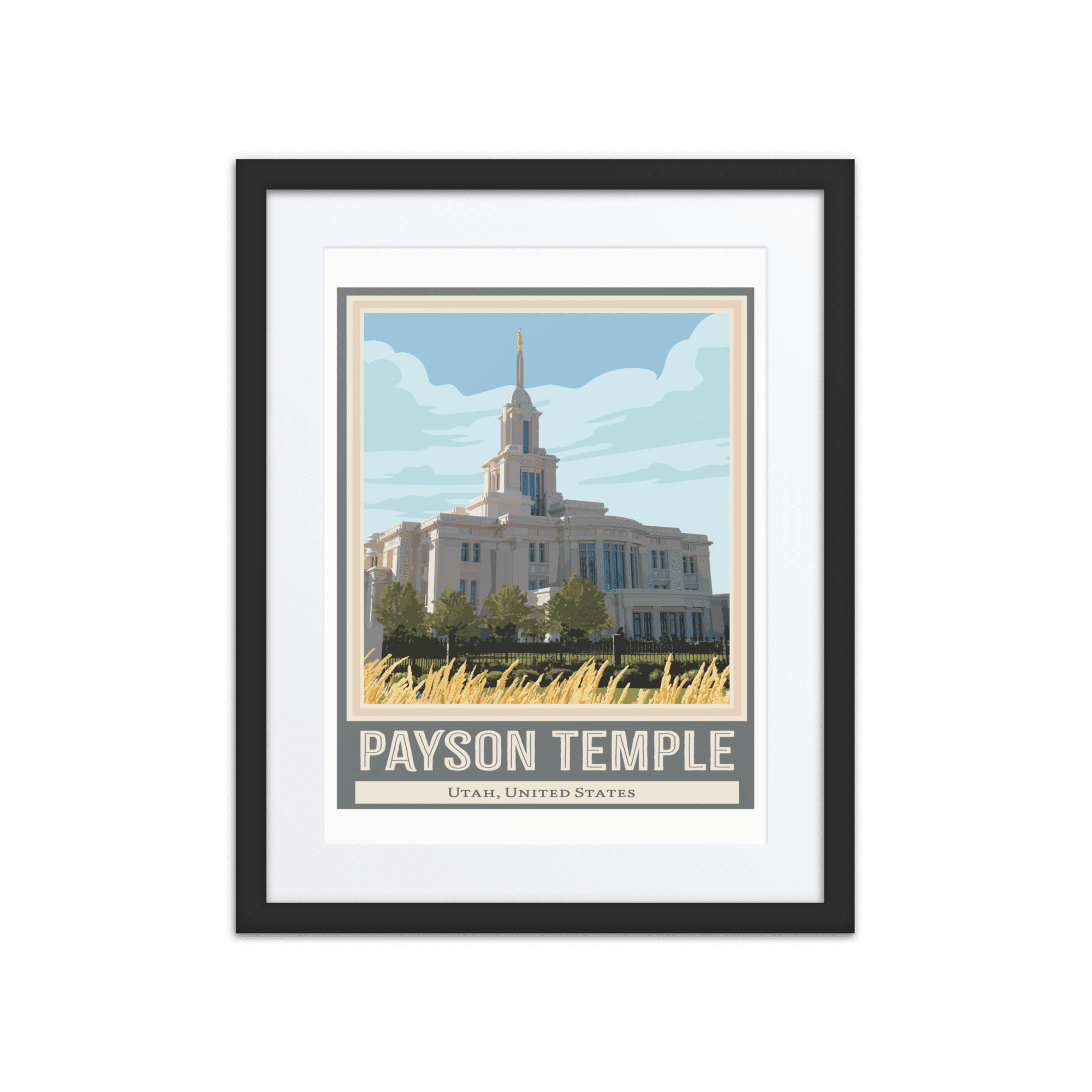 Temple Travel Poster- Payson- Framed poster 16x20