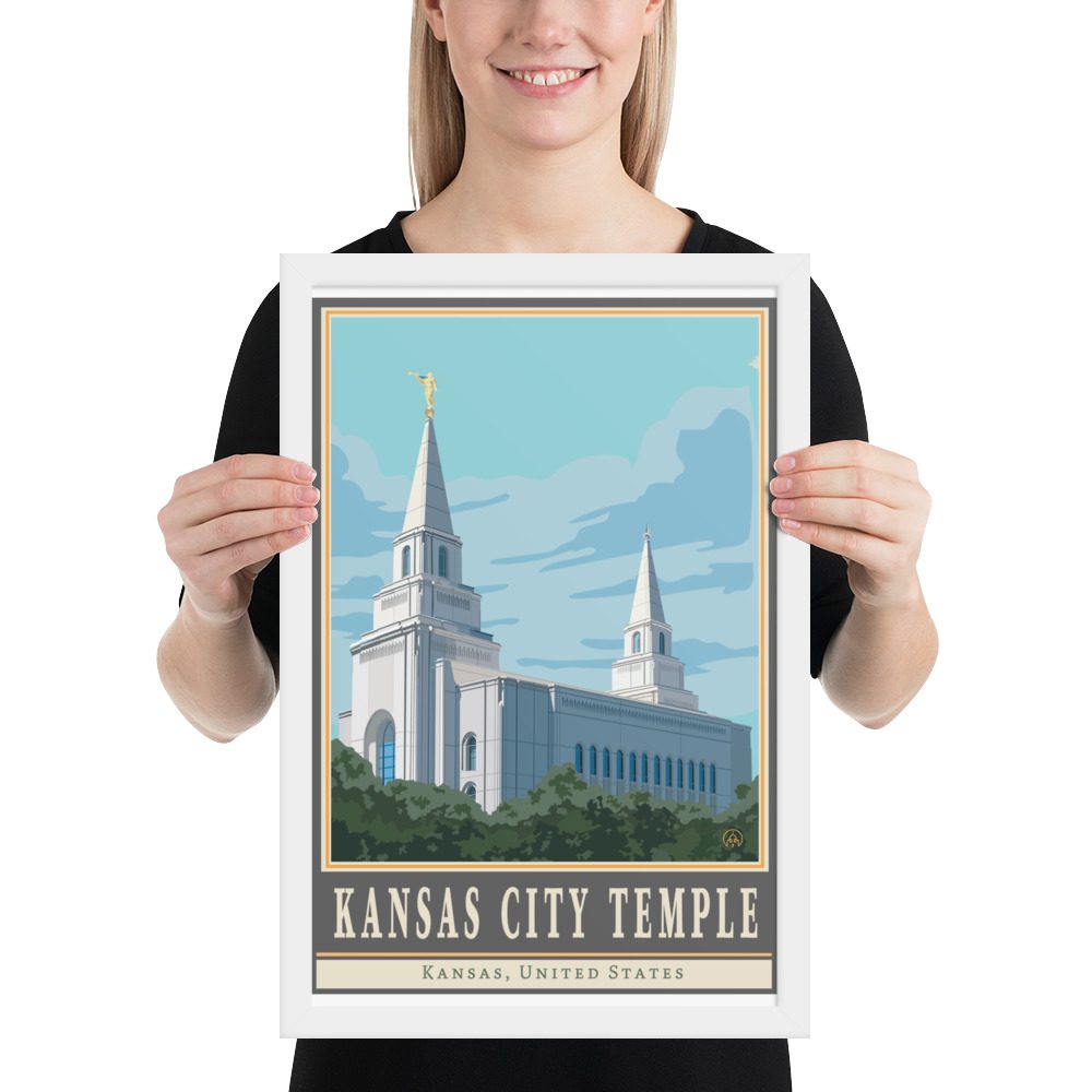 Kansas City Temple Travel Poster- framed 12"x18", 24"x36"