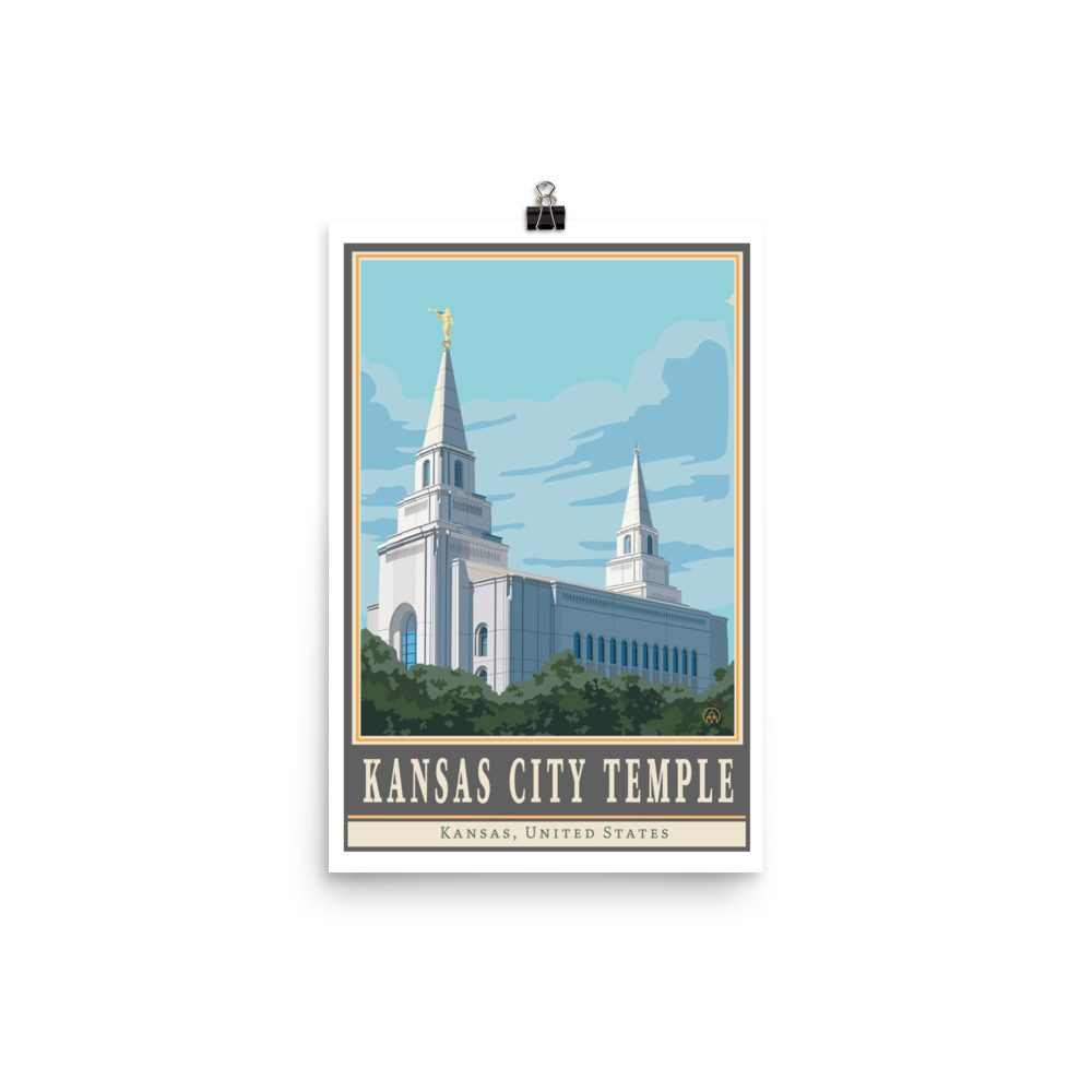Kansas City Temple Travel Poster 12"x18", 24"x36"