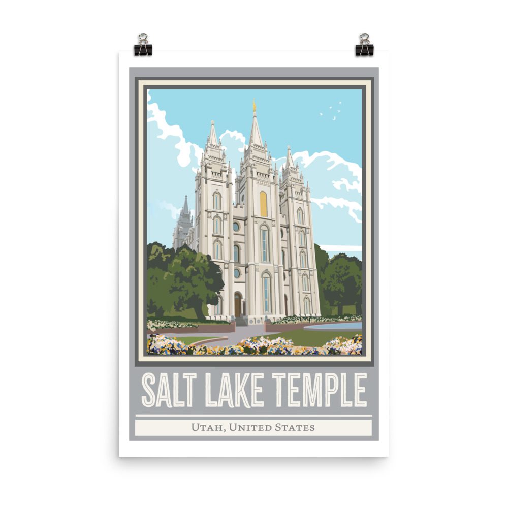 Salt Lake City Temple Travel Poster 12"x18", 24"x36"