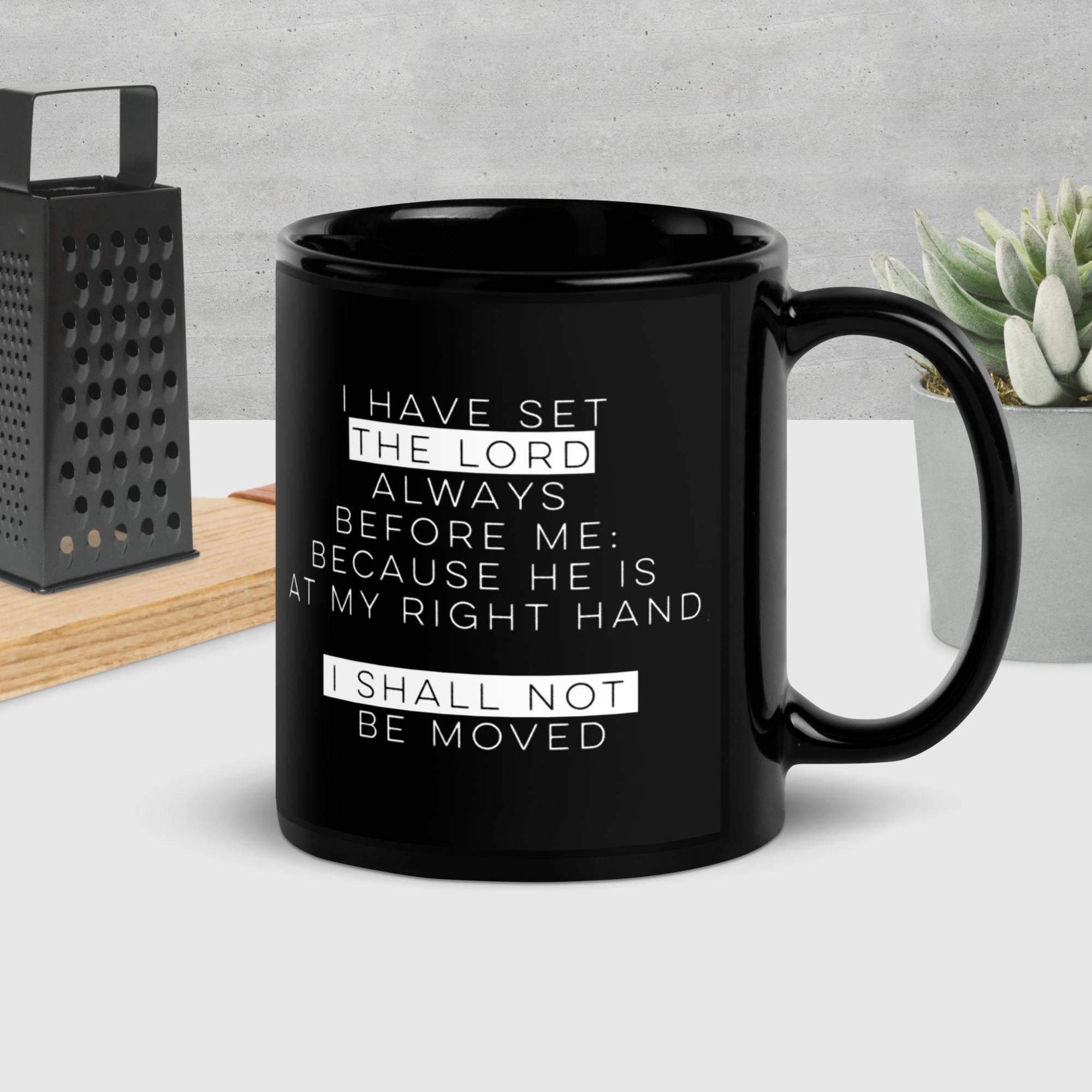 UNSHAKEN- Inspirational Black Glossy Mug- 11 oz