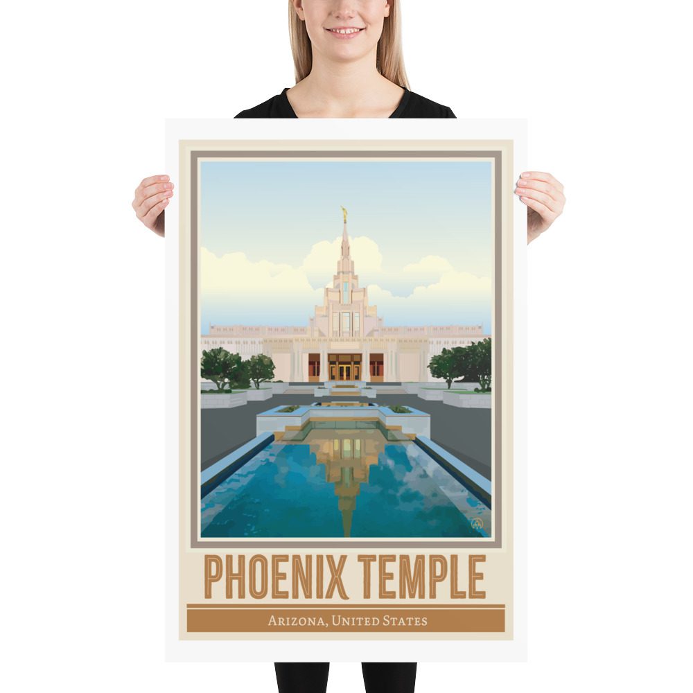 Phoenix Arizona Temple Travel Poster- 12"x18", 24"x36"