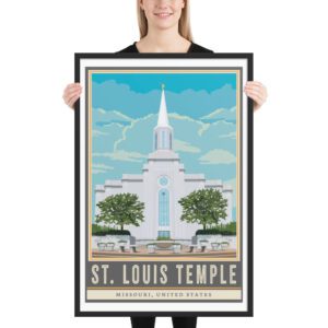 St. Louis Temple Travel Poster- Framed- 3 color options and two size options available