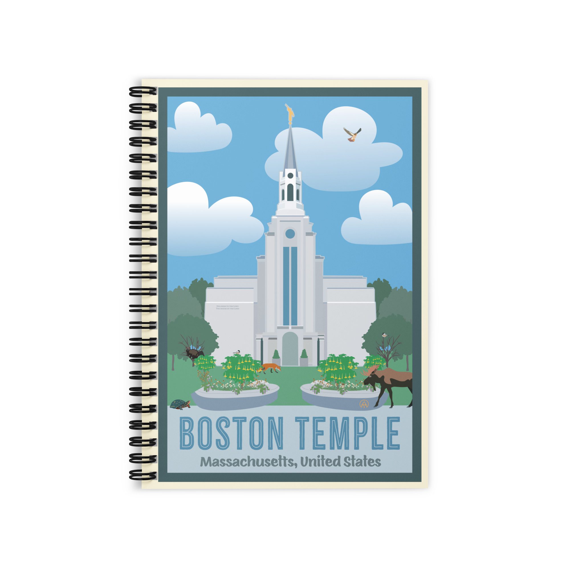 Kids Boston Temple- Ruled Line Spiral Notebook