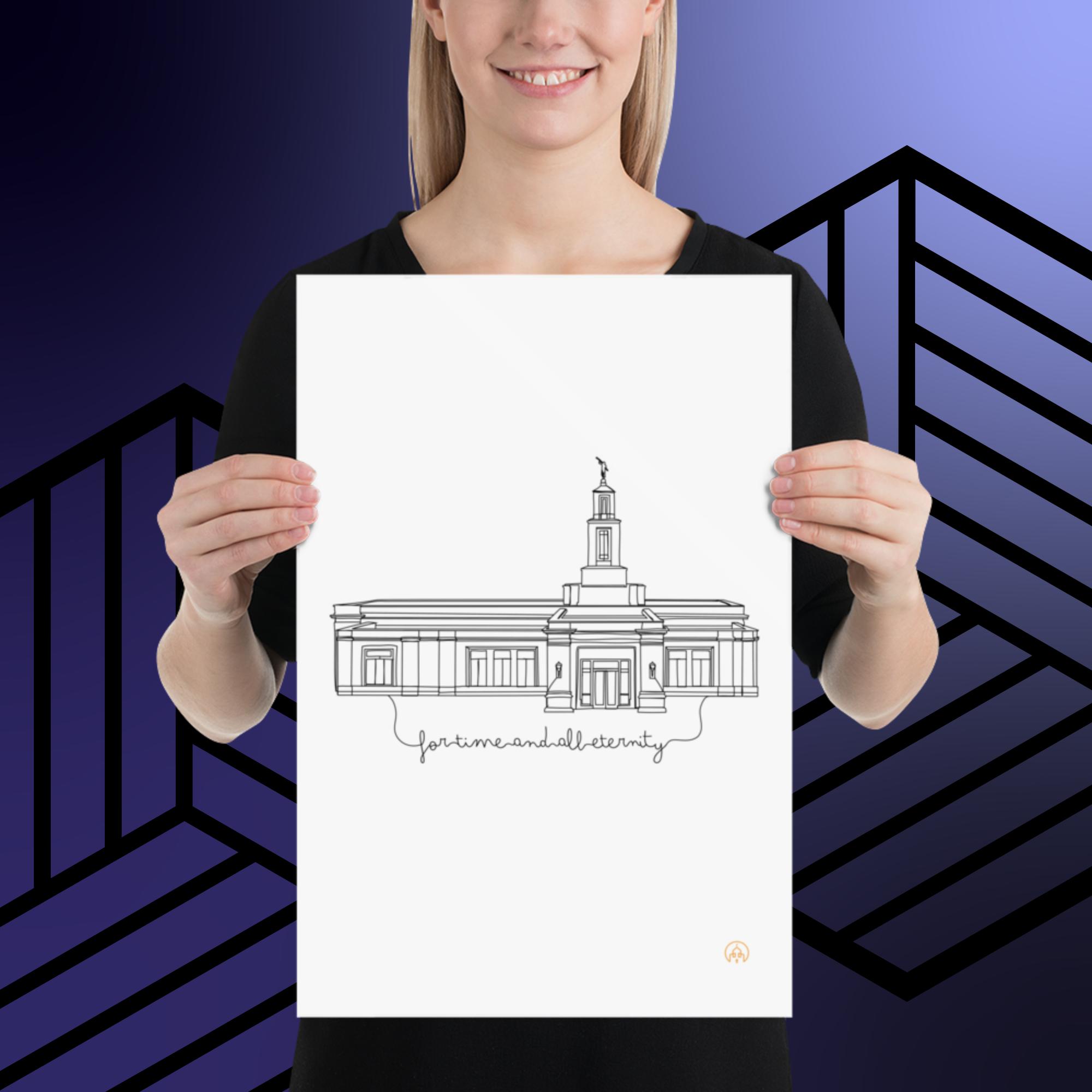 Raleigh Temple EternaLLine Art Poster- 12"x18", 24"x36"