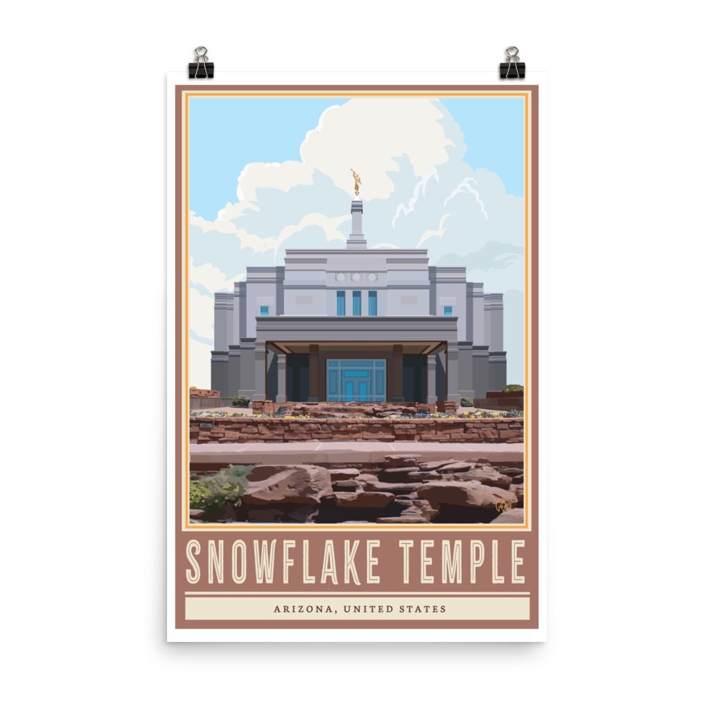 Snowflake Temple Travel Poster- 12"x18". 24"x36"