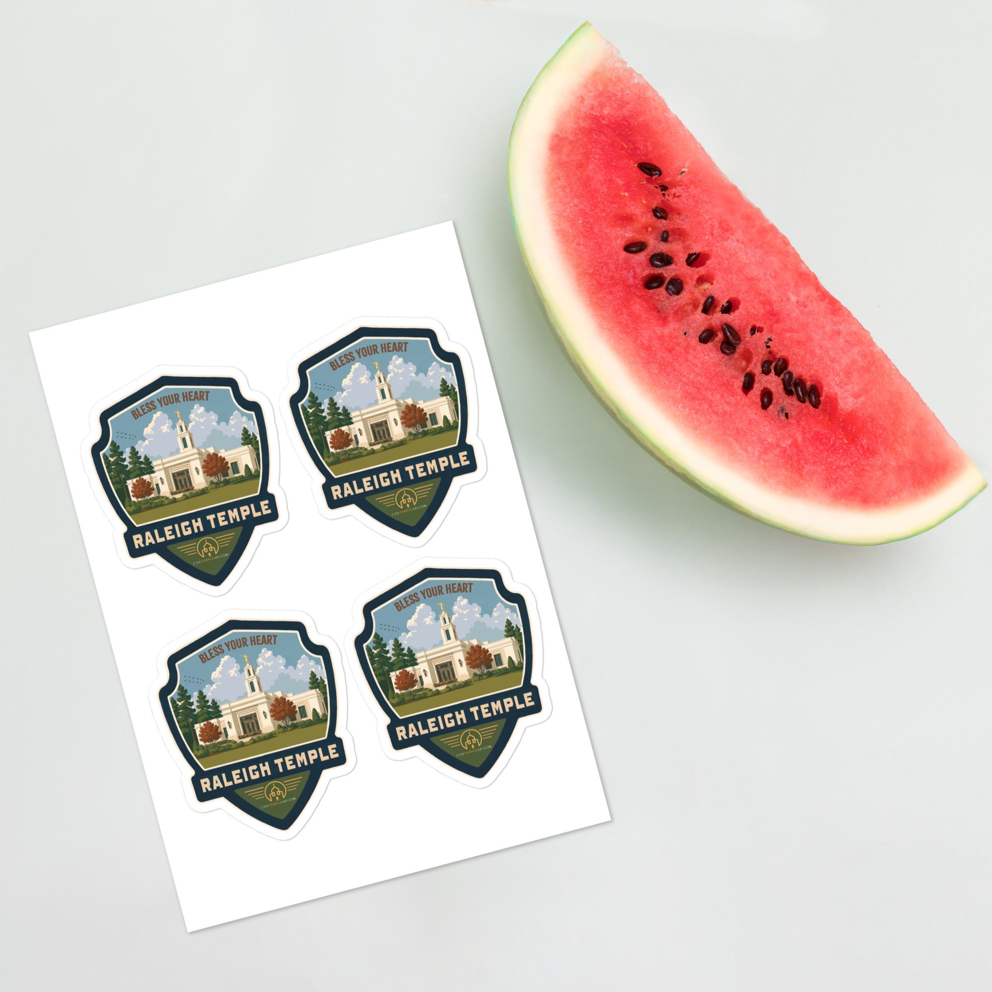 RALEIGH TEMPLE BADGE- Sticker sheet- 4 IMAGES