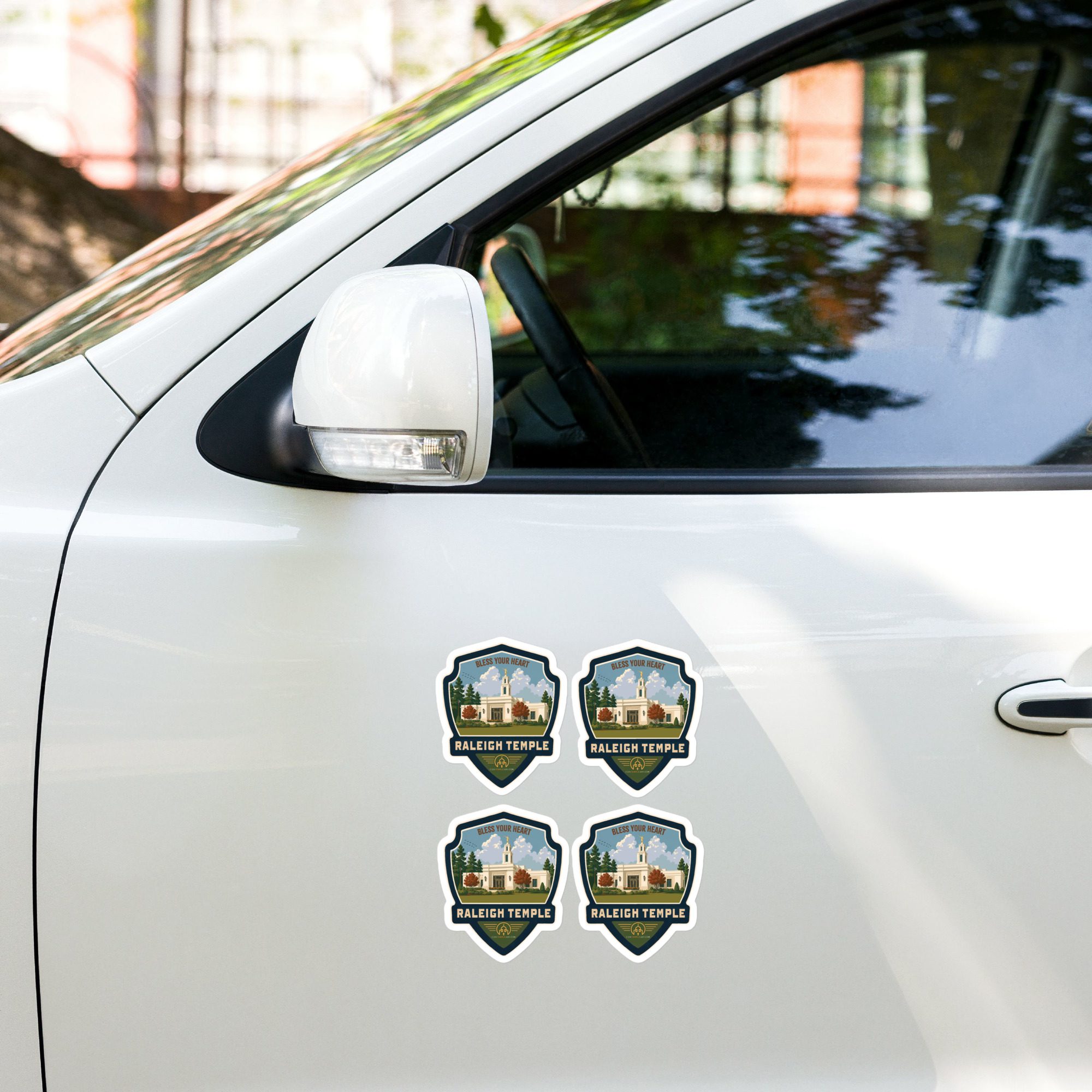 RALEIGH TEMPLE BADGE- BLESS YOUR HEART- Kiss-cut vinyl decals