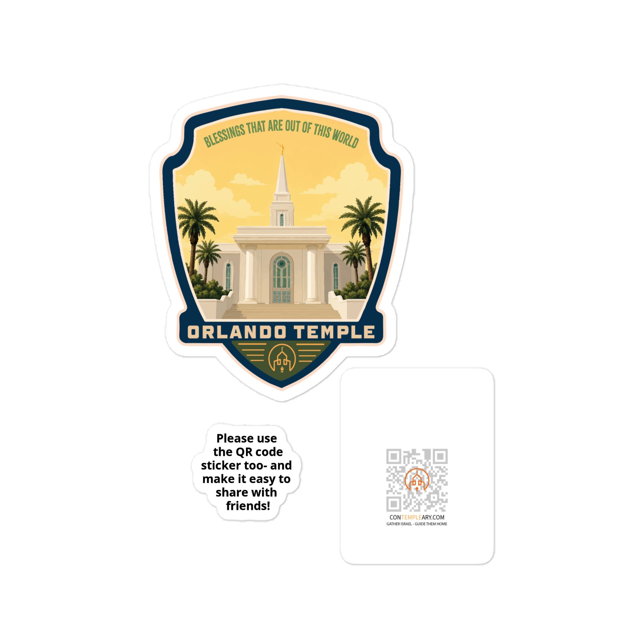 Orlando Temple Badge- Kiss-cut vinyl decals- one size