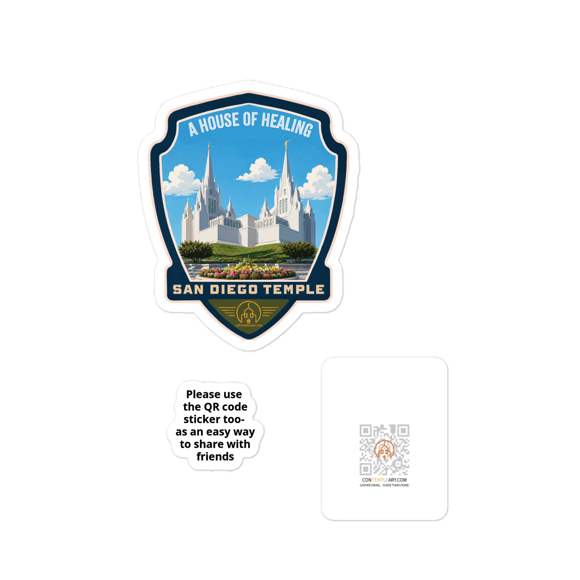 San Diego Temple Badge- COLLECTIBLE Kiss-cut vinyl decals- one size