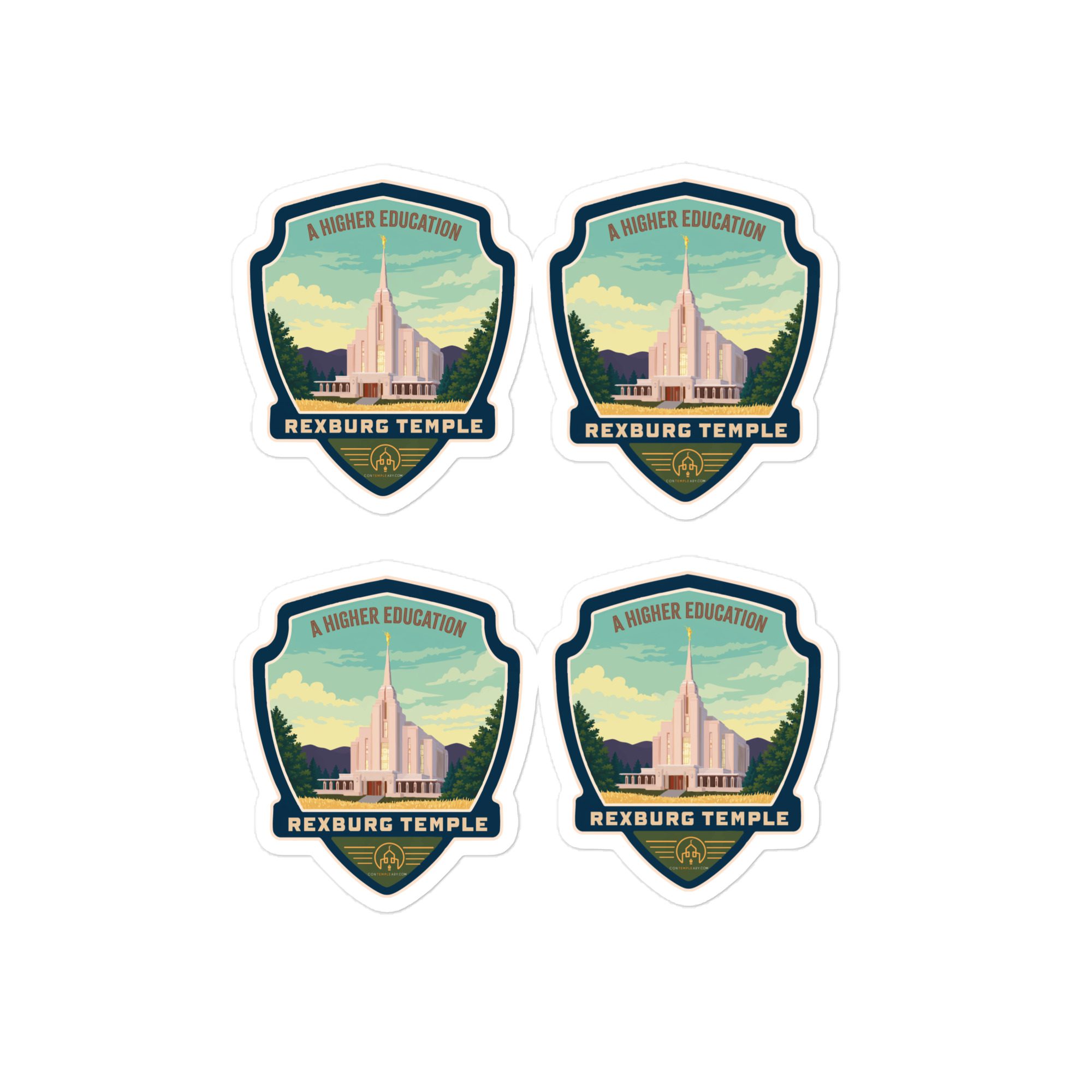 Rexburg Temple Badge- Set of 4- Kiss-cut vinyl decals