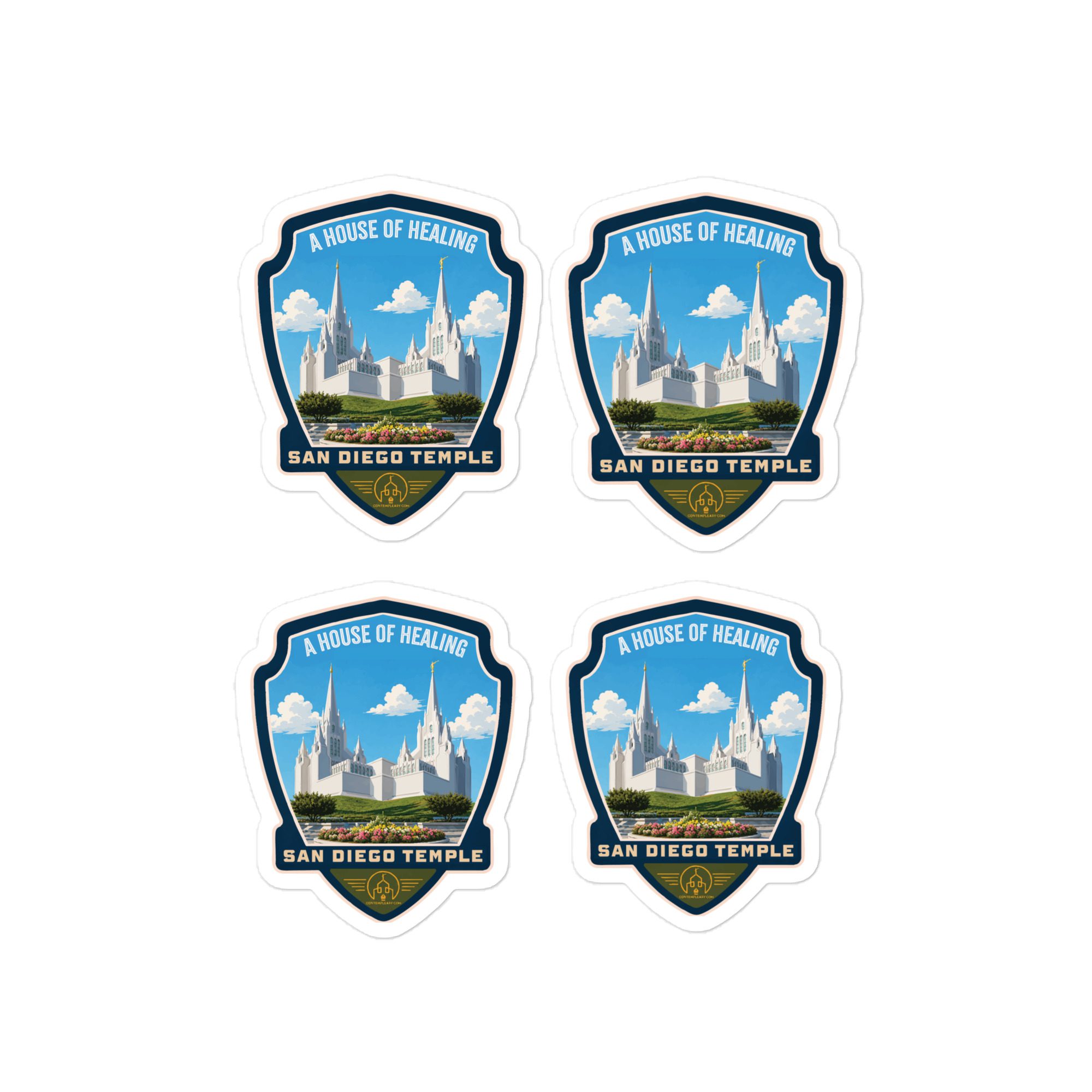 San Diego Temple- Set of 4- Kiss-cut vinyl decals