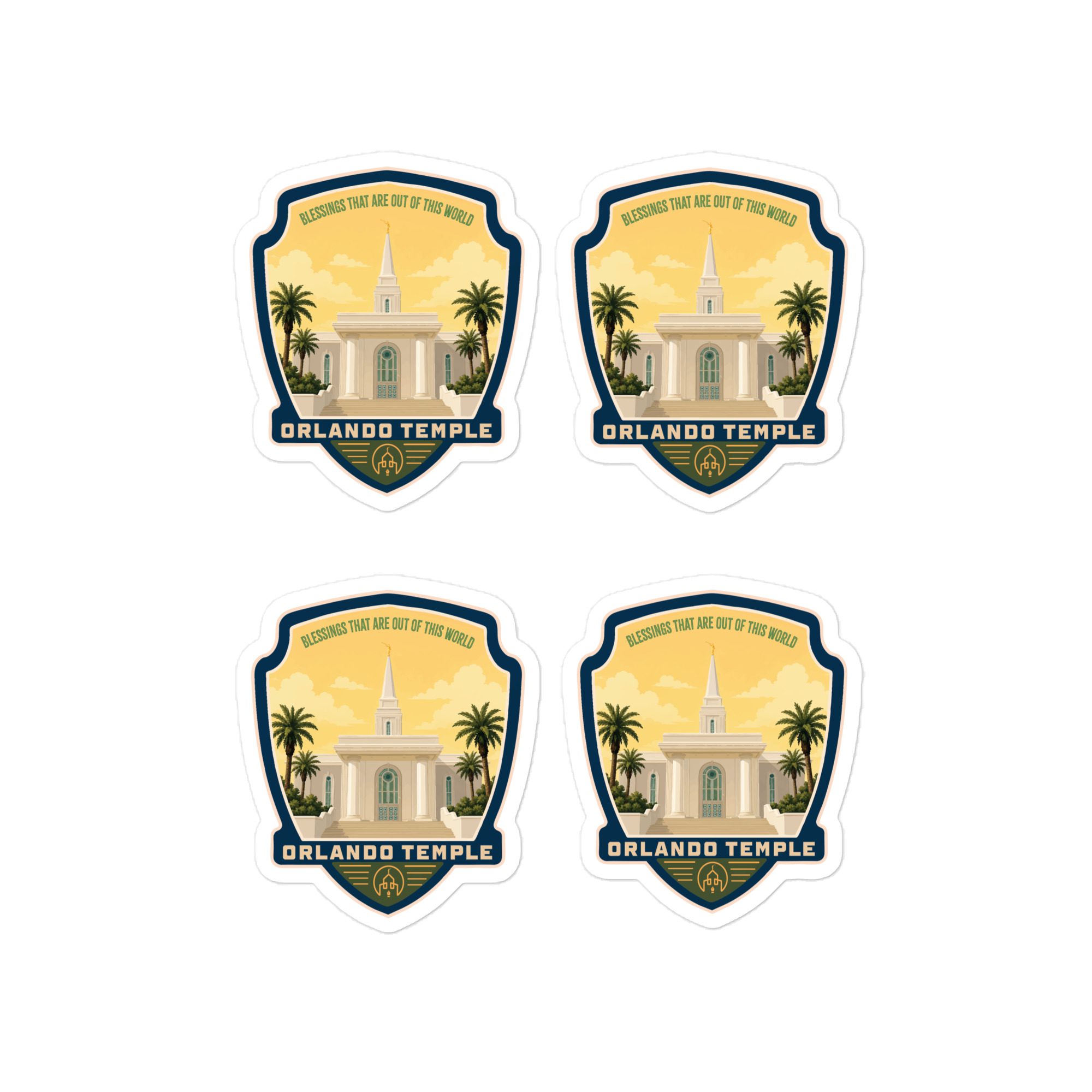Orlando Temple Badge- Set of 4- Kiss-cut vinyl decals